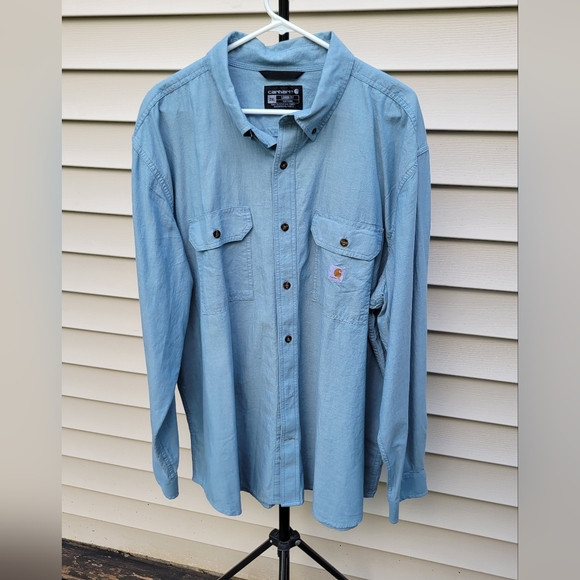 Carhartt Men's Light Blue Casual Loose Fit Shirt 2XL - Picture 1 of 8